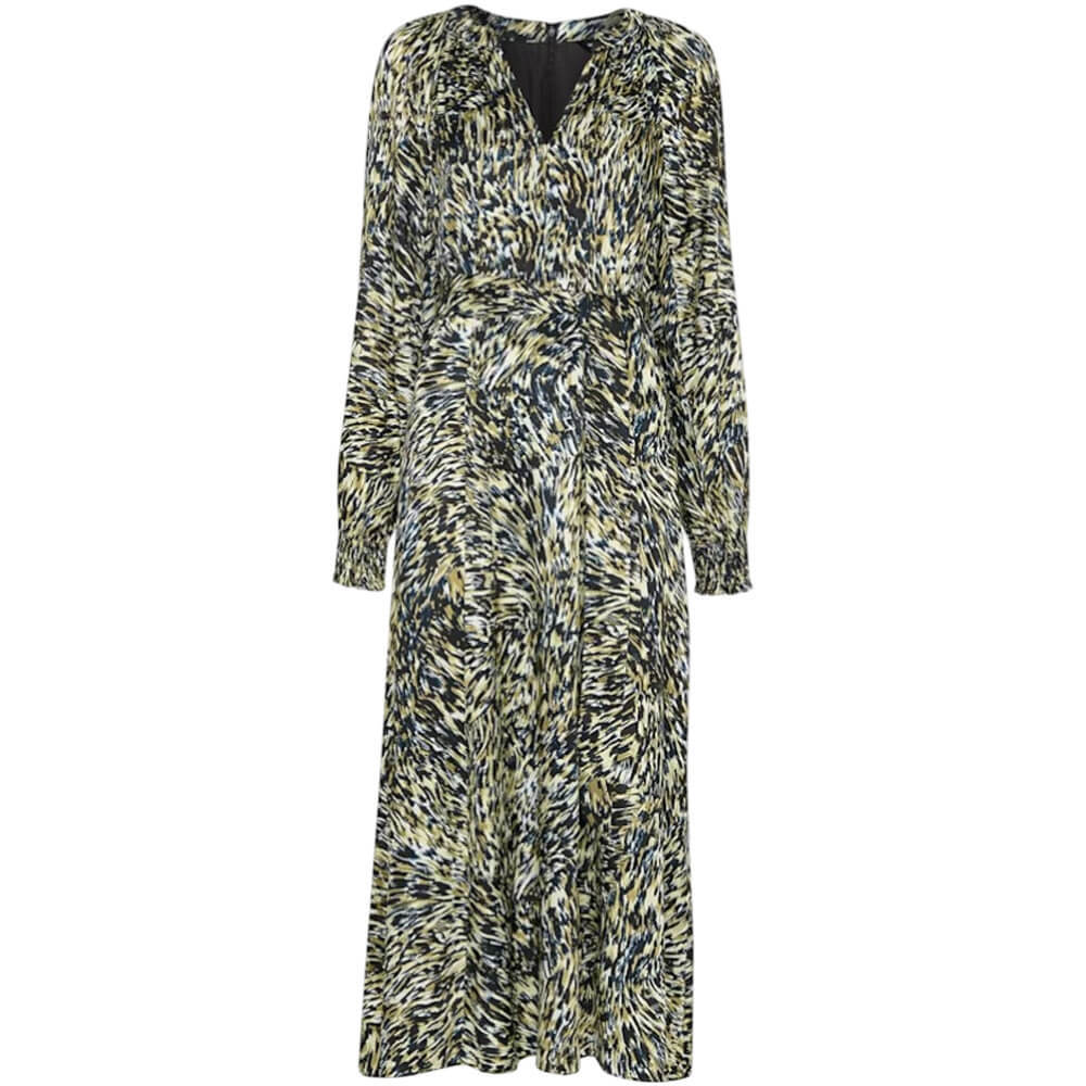 Whistles Marlow Khaki Leopard Swirl Midi Dress